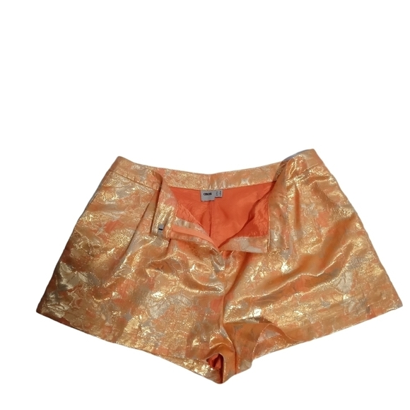 Asos High Waist Floral Jacquard Button Zip Shorts Size 12 - Picture 2 of 9